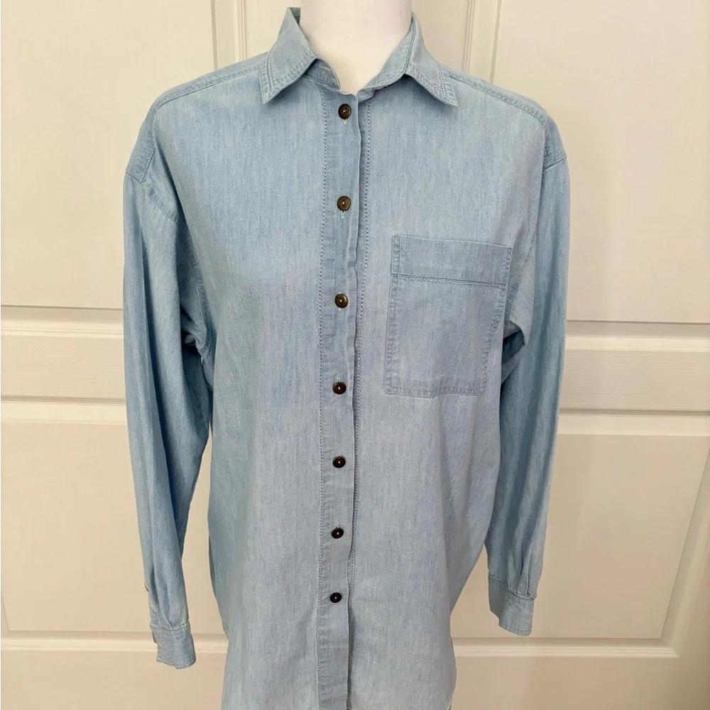 Vintage Jeans Wear Chambray Denim Shirt/Light Wash/Long Sleeve | Size M - Picture 2 of 11